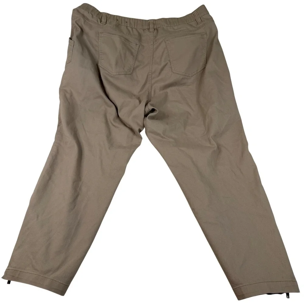 Avenue Tan Ankle Pants Womens 22 Average Khaki Side Zip Straight Leg Stretch